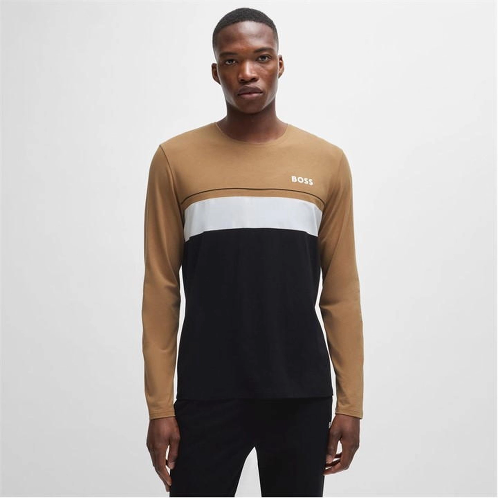 Hugo Boss Long Sleeved Logo Print Pyjama T-Shirt - Black